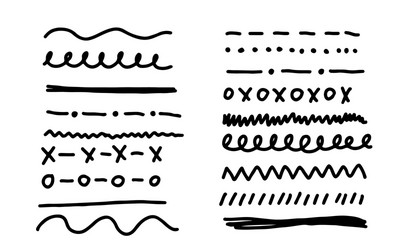 hand-drawn lines and dividers in various styles vector image