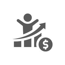 man and bar chart or graph with dollar vector