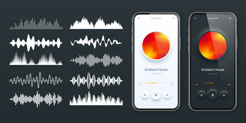 online audio player user interface smartphone app vector