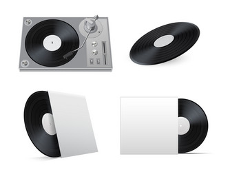 Vinyl Record Mockups - Turntable Set Vector Image
