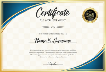 certificate with golden seal and colorful design vector image