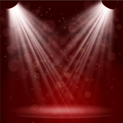 empty stage with lights on red background vector