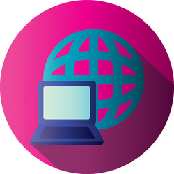 Isolated global sphere with laptop block gradient vector