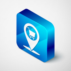 isometric map pointer with shopping cart icon vector image