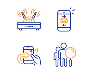 Mail share call and wifi icons set search people vector