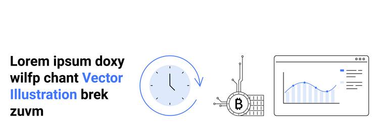 modern design clock bitcoin data graph vector image