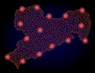 polygonal 2d mesh map of saxony state with red vector image
