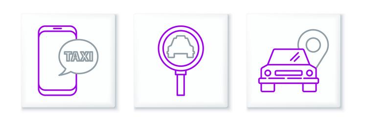 set line map pointer with taxi call vector image