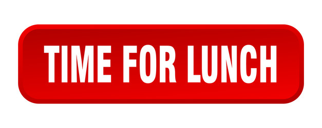 time for lunch button square 3d vector image