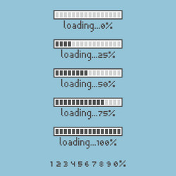 8bit pixel art loading process counter bar vector image