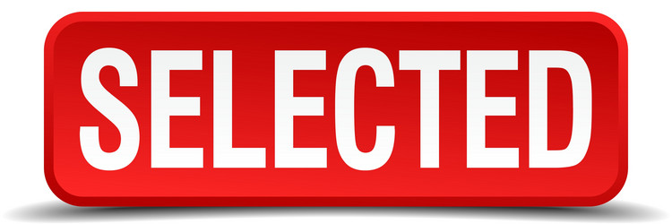 selected red 3d square button isolated on white vector image