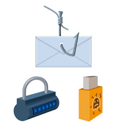 hacker and hacking cartoon icons in set collection vector image