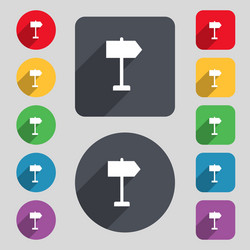 Signpost icon sign a set of 12 colored buttons vector