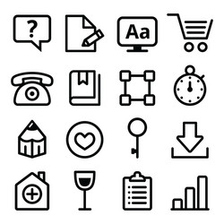 web menu navigation line icons set - stroke style vector image