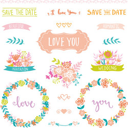 Wedding vintage invitation collection Royalty Free Vector