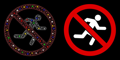glowing mesh network no running icon with flash vector image