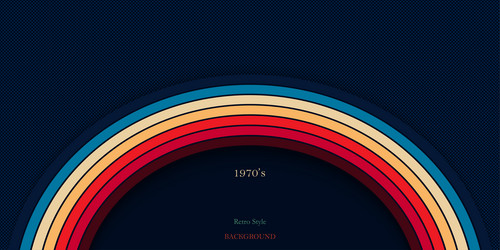 retro style background with rainbow curved lines vector image