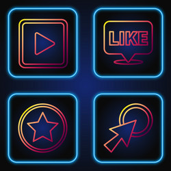 set line arrow cursor star play in square vector image