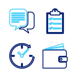 set line wallet clock with arrow clipboard vector image