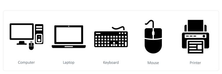 a set of 5 mix icons as computer laptop keyboard vector image