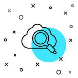 Black line search cloud computing icon isolated vector