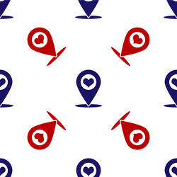 blue and red map pointer with heart icon isolated vector image
