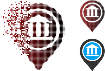 damaged pixel halftone bank map pointer icon vector image