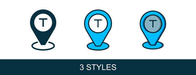 filled outline map pointer with taxi car icon vector image