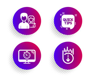 Quick tips teamwork and seo timer icons set vector