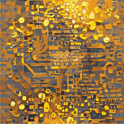 abstract golden background blockchain network vector image