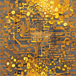 Abstract golden background blockchain network vector