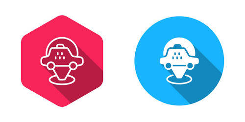 filled and outline map pointer with taxi car icon vector image