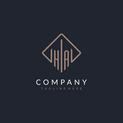 ha initial logo with curved rectangle style design vector image