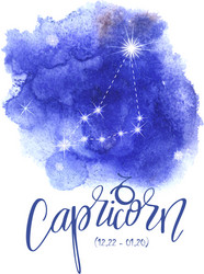 Capricorn Zodiac Sign - Watercolor Vector Image