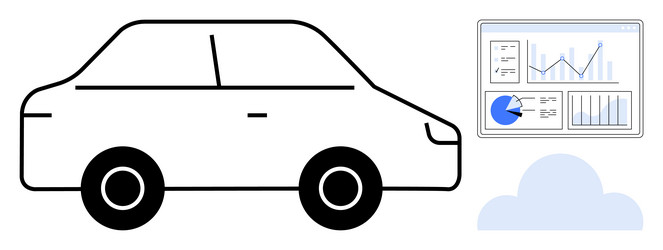 connected car monitoring performance data via vector image
