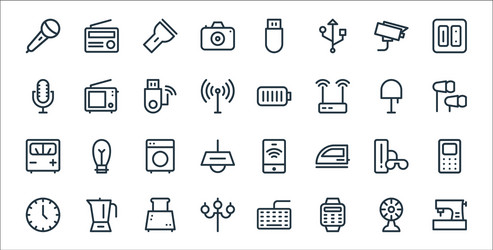 Electronics line icons linear set quality vector