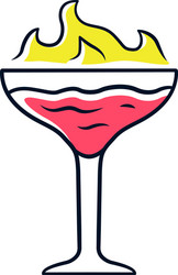 Flaming cocktail red color icon martini glass vector