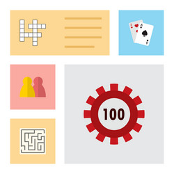 icon flat play set of maze chip multiplayer vector image