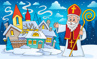 Saint Nicholas Winter Scene Vector Image
