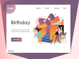 Birthday website landing page design vector