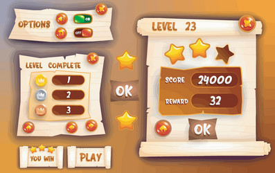 complete set of level button game ui pop-up icon vector image