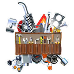 Tool kit with car spares vector