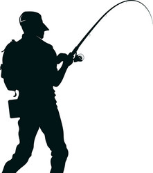 Fisherman with Fishing Rod Silhouette Vector Image