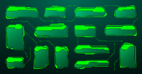 green futuristic hud ui elements sci-fi user vector image