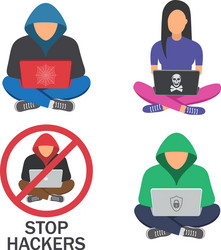 hacker iconshacker with laptop hacking vector image