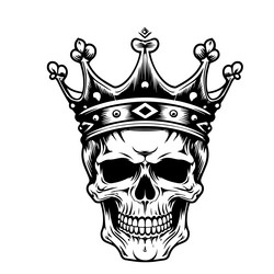 human skull in crown sketch hand drawn Vector Image