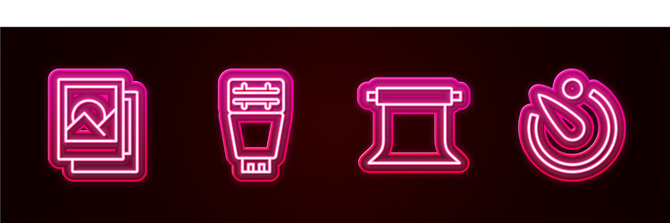 set line photo frame camera flash empty vector image