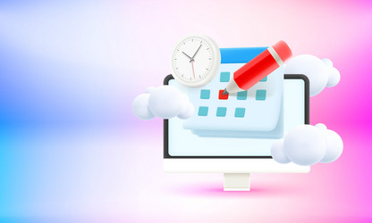 shedule concept with calendar and computer app 3d vector image