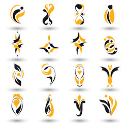 set of different yellow abstract flat elements vector image