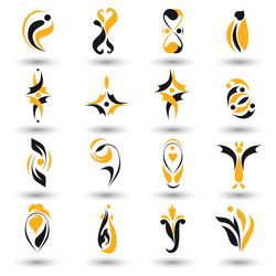 set of different yellow abstract flat elements vector